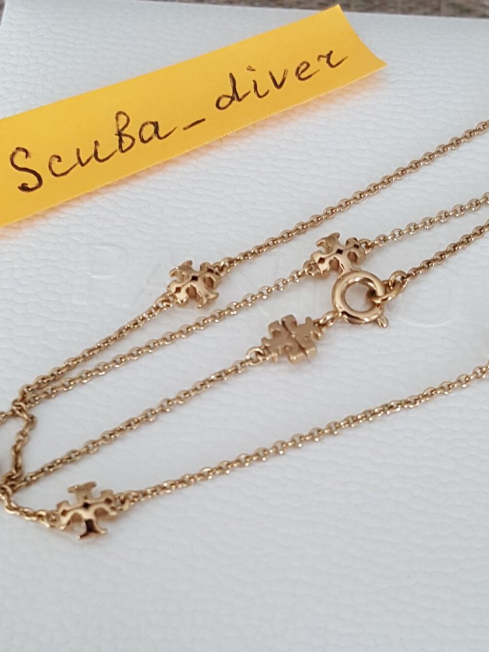 Tory Burch 14K Gold Delicate Kira Logo Choker Pendant Station Necklace Gold - Picture 3 of 7